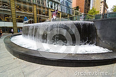 Lloyd Rees Fountain is beautiful iconic waterfall fountain at Martin place. Editorial Stock Photo
